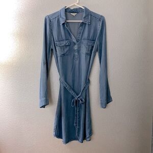 🟢3 items for $20 SONOMA lyocell shirt style dress tabbed long sleeves split